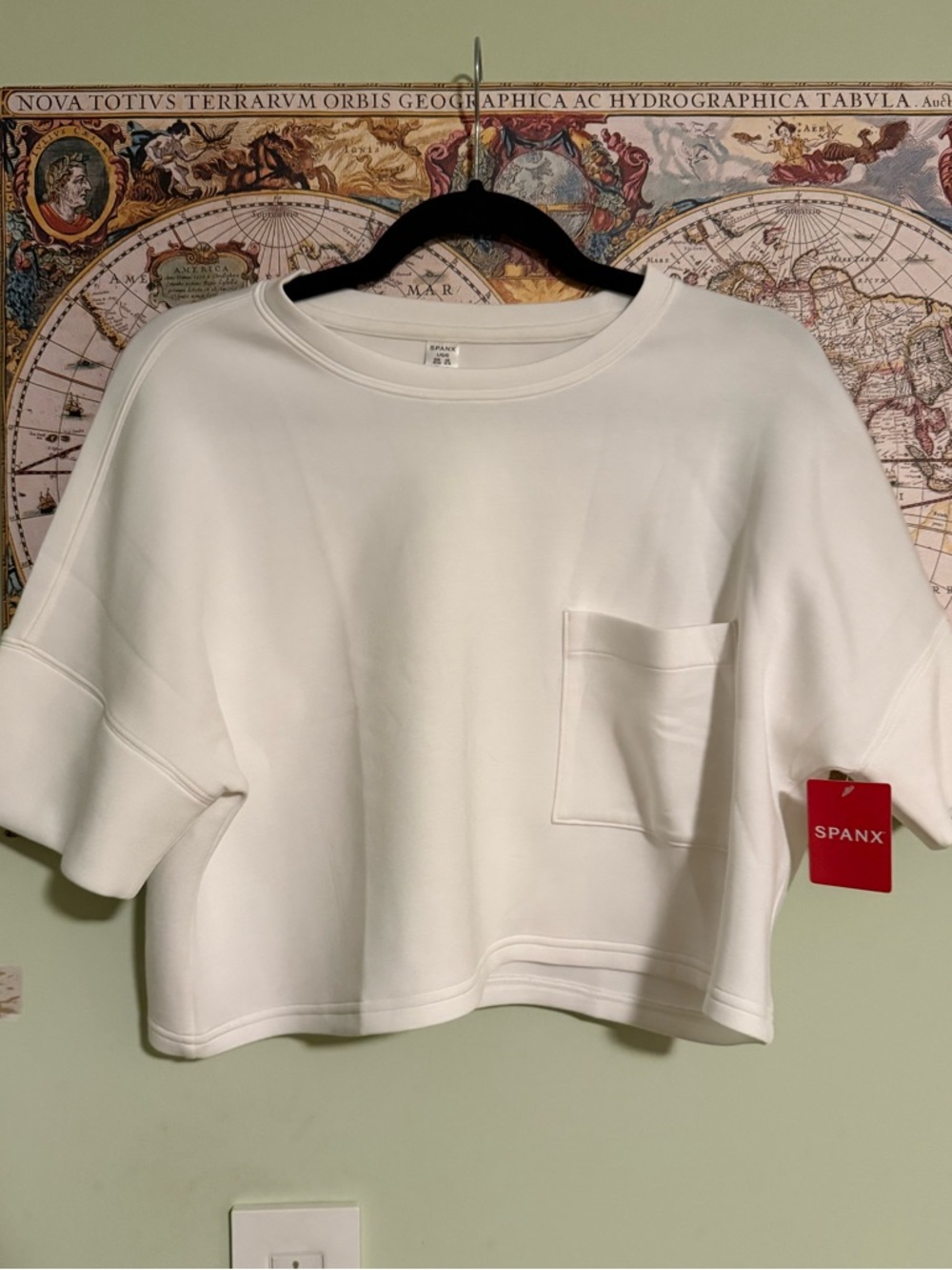 SPANX White Cropped Pocket Sweat Top